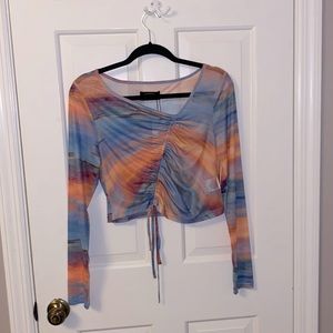 CIDER Mesh Sunset Sinched Crop Top Women’s XL BNWT